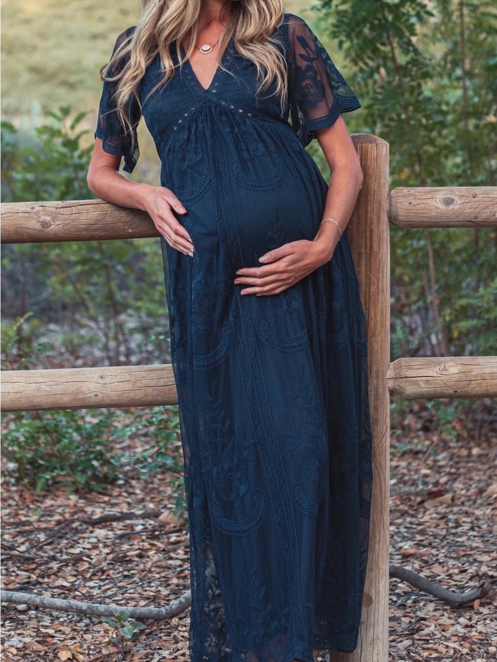 Pinkblush Navy Lace Maternity Maxi Dress